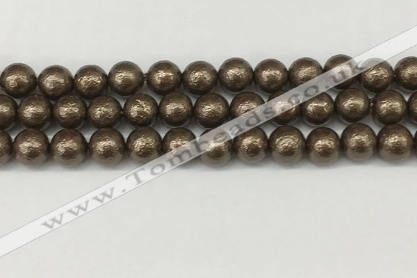 CSB2313 15.5 inches 10mm round wrinkled shell pearl beads wholesale