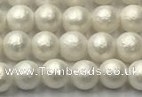 CSB2360 15.5 inches 4mm round matte wrinkled shell pearl beads