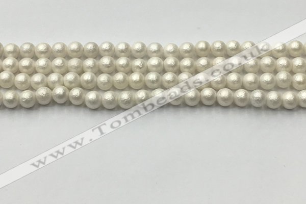 CSB2360 15.5 inches 4mm round matte wrinkled shell pearl beads