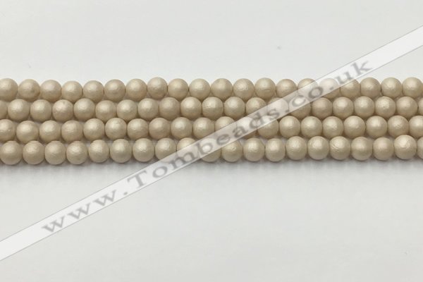 CSB2370 15.5 inches 4mm round matte wrinkled shell pearl beads