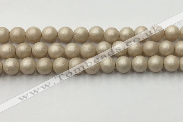 CSB2373 15.5 inches 10mm round matte wrinkled shell pearl beads