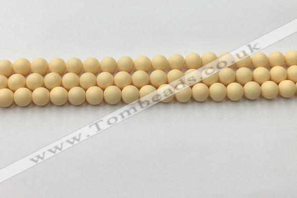 CSB2380 15.5 inches 4mm round matte wrinkled shell pearl beads