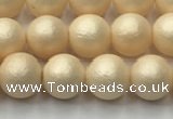 CSB2390 15.5 inches 4mm round matte wrinkled shell pearl beads