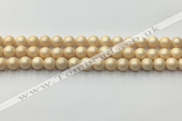 CSB2390 15.5 inches 4mm round matte wrinkled shell pearl beads