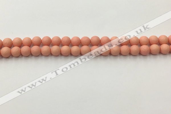 CSB2420 15.5 inches 4mm round matte wrinkled shell pearl beads