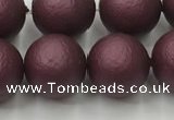 CSB2455 15.5 inches 14mm round matte wrinkled shell pearl beads