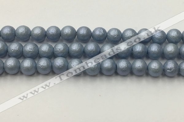 CSB2474 15.5 inches 12mm round matte wrinkled shell pearl beads