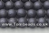 CSB2480 15.5 inches 4mm round matte wrinkled shell pearl beads