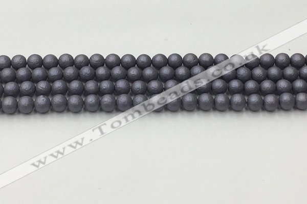 CSB2480 15.5 inches 4mm round matte wrinkled shell pearl beads