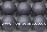 CSB2483 15.5 inches 10mm round matte wrinkled shell pearl beads