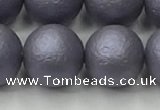 CSB2485 15.5 inches 14mm round matte wrinkled shell pearl beads