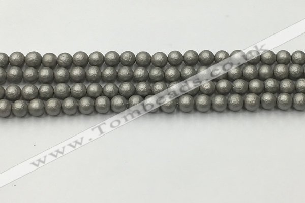 CSB2490 15.5 inches 4mm round matte wrinkled shell pearl beads