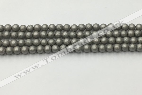 CSB2490 15.5 inches 4mm round matte wrinkled shell pearl beads