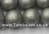 CSB2495 15.5 inches 14mm round matte wrinkled shell pearl beads