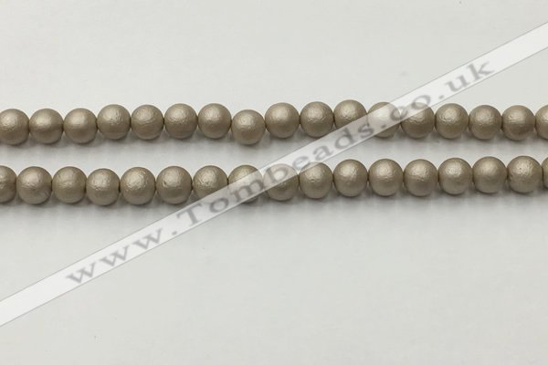 CSB2500 15.5 inches 4mm round matte wrinkled shell pearl beads