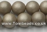 CSB2503 15.5 inches 10mm round matte wrinkled shell pearl beads