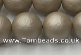 CSB2505 15.5 inches 14mm round matte wrinkled shell pearl beads