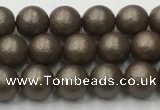 CSB2510 15.5 inches 4mm round matte wrinkled shell pearl beads