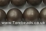 CSB2515 15.5 inches 14mm round matte wrinkled shell pearl beads