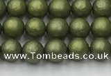 CSB2520 15.5 inches 4mm round matte wrinkled shell pearl beads