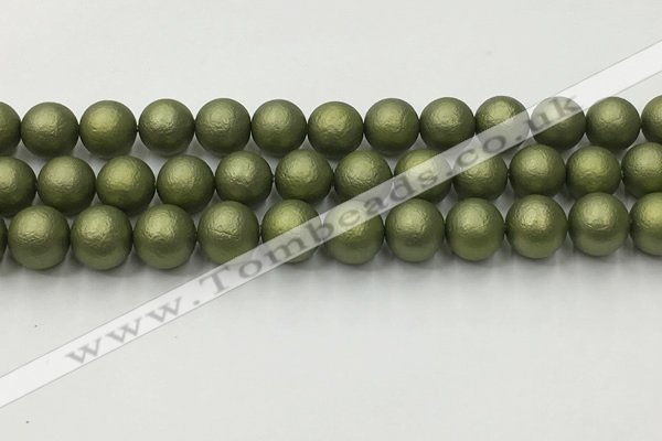 CSB2524 15.5 inches 12mm round matte wrinkled shell pearl beads