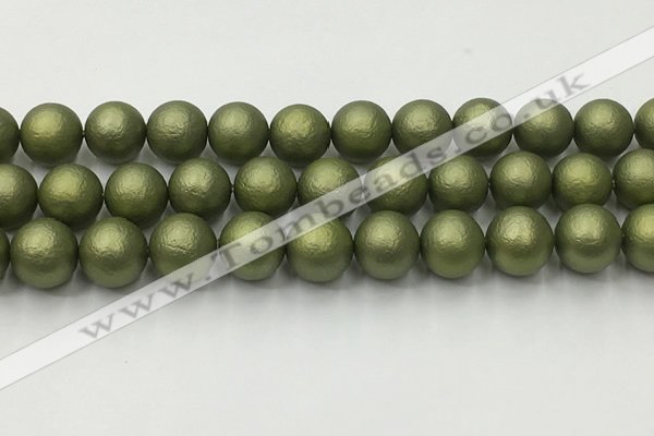 CSB2525 15.5 inches 14mm round matte wrinkled shell pearl beads