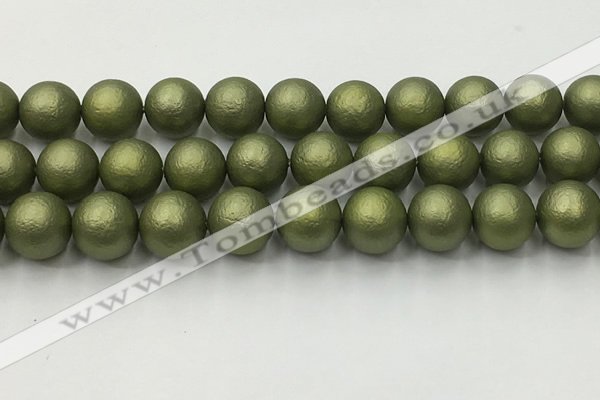 CSB2526 15.5 inches 16mm round matte wrinkled shell pearl beads