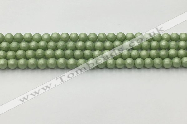 CSB2530 15.5 inches 4mm round matte wrinkled shell pearl beads