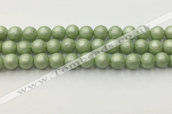 CSB2534 15.5 inches 12mm round matte wrinkled shell pearl beads