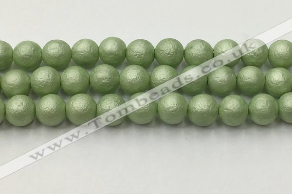 CSB2536 15.5 inches 16mm round matte wrinkled shell pearl beads