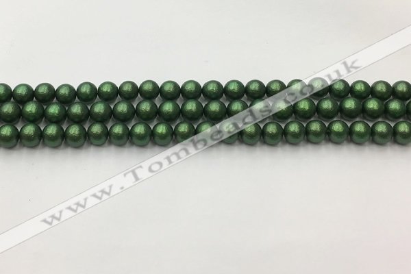 CSB2540 15.5 inches 4mm round matte wrinkled shell pearl beads