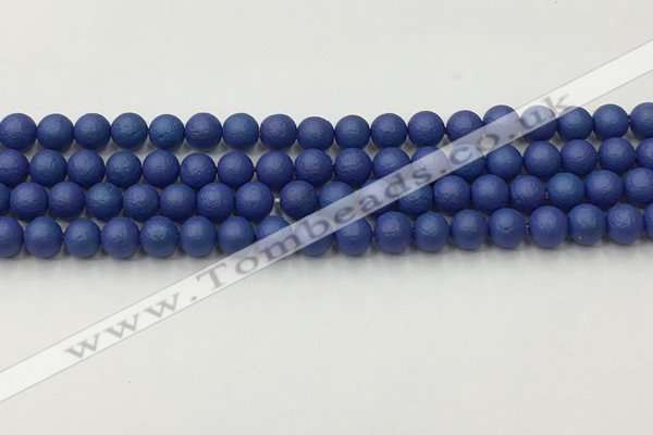 CSB2570 15.5 inches 4mm round matte wrinkled shell pearl beads