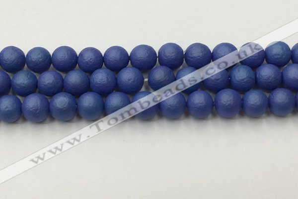 CSB2574 15.5 inches 12mm round matte wrinkled shell pearl beads