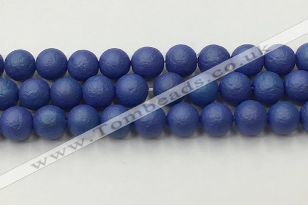 CSB2576 15.5 inches 16mm round matte wrinkled shell pearl beads