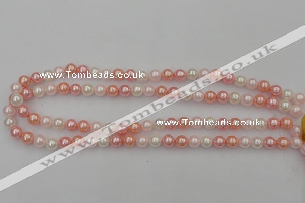 CSB302 15.5 inches 8mm round mixed color shell pearl beads