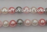 CSB303 15.5 inches 8mm round mixed color shell pearl beads