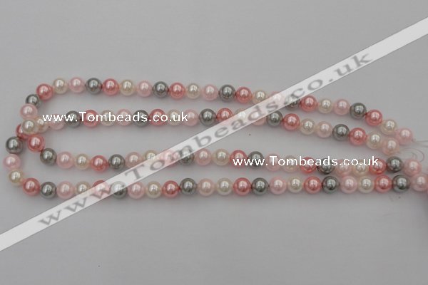 CSB303 15.5 inches 8mm round mixed color shell pearl beads