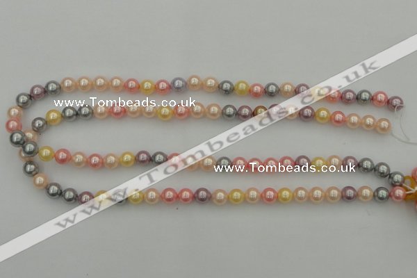 CSB304 15.5 inches 8mm round mixed color shell pearl beads