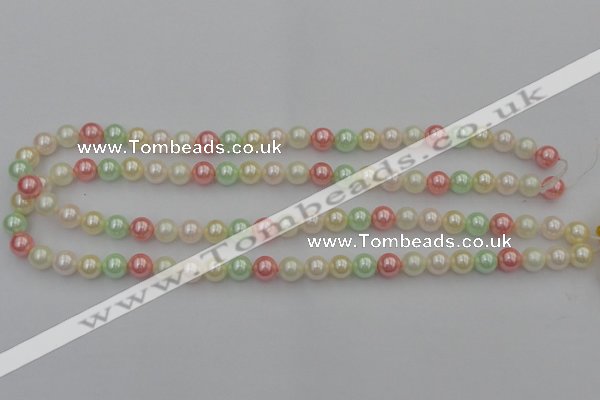 CSB305 15.5 inches 8mm round mixed color shell pearl beads