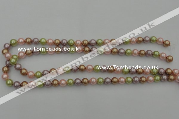 CSB306 15.5 inches 8mm round mixed color shell pearl beads