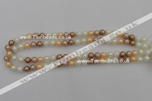 CSB308 15.5 inches 8mm round mixed color shell pearl beads