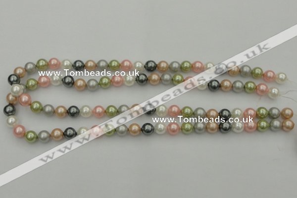 CSB310 15.5 inches 8mm round mixed color shell pearl beads