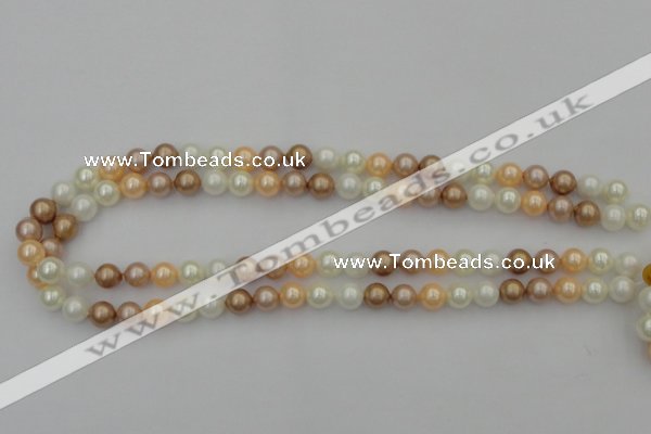 CSB311 15.5 inches 8mm round mixed color shell pearl beads