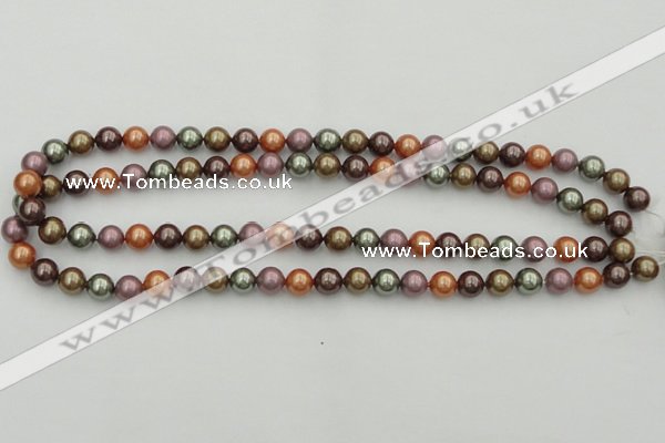 CSB312 15.5 inches 8mm round mixed color shell pearl beads