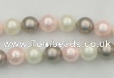 CSB313 15.5 inches 8mm round mixed color shell pearl beads