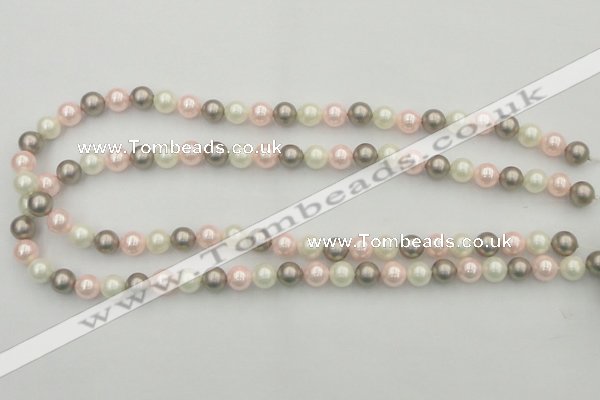 CSB313 15.5 inches 8mm round mixed color shell pearl beads