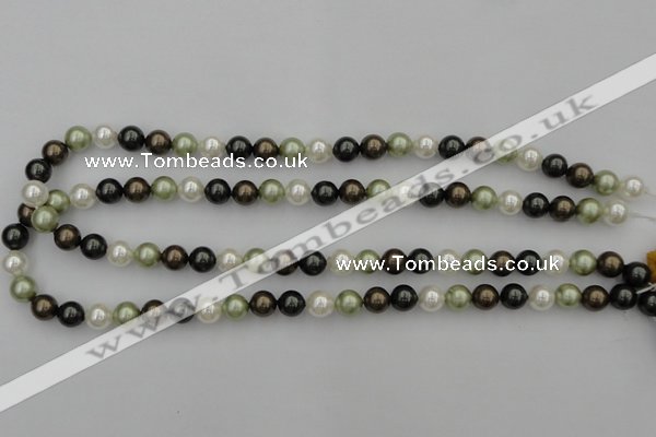 CSB314 15.5 inches 8mm round mixed color shell pearl beads