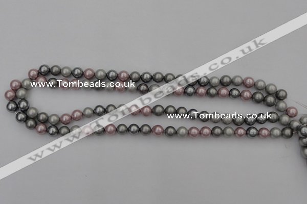 CSB315 15.5 inches 8mm round mixed color shell pearl beads
