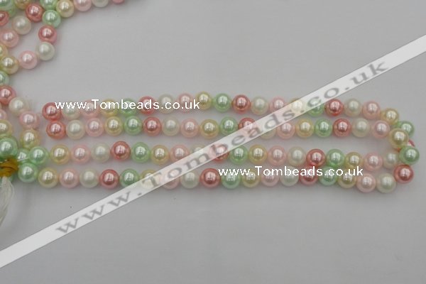 CSB322 15.5 inches 10mm round mixed color shell pearl beads