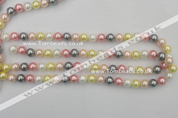 CSB323 15.5 inches 10mm round mixed color shell pearl beads